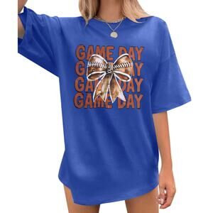 NWT Coquette Women's Oversized Bow Graphic Short Sleeve Football Shirt  Size: XL